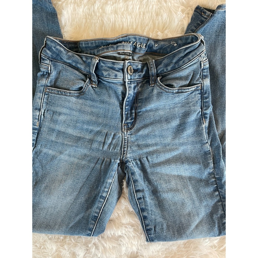 American Eagle Womens Jeans 4 Regular Blue Next Level Stretch Straight Leg Pants